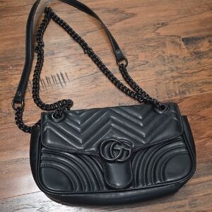 Black Quilted Bag - Shoulder Or Crossbody